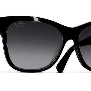 SOLD CHANEL Black Wayfarer-Inspired Sunglasses